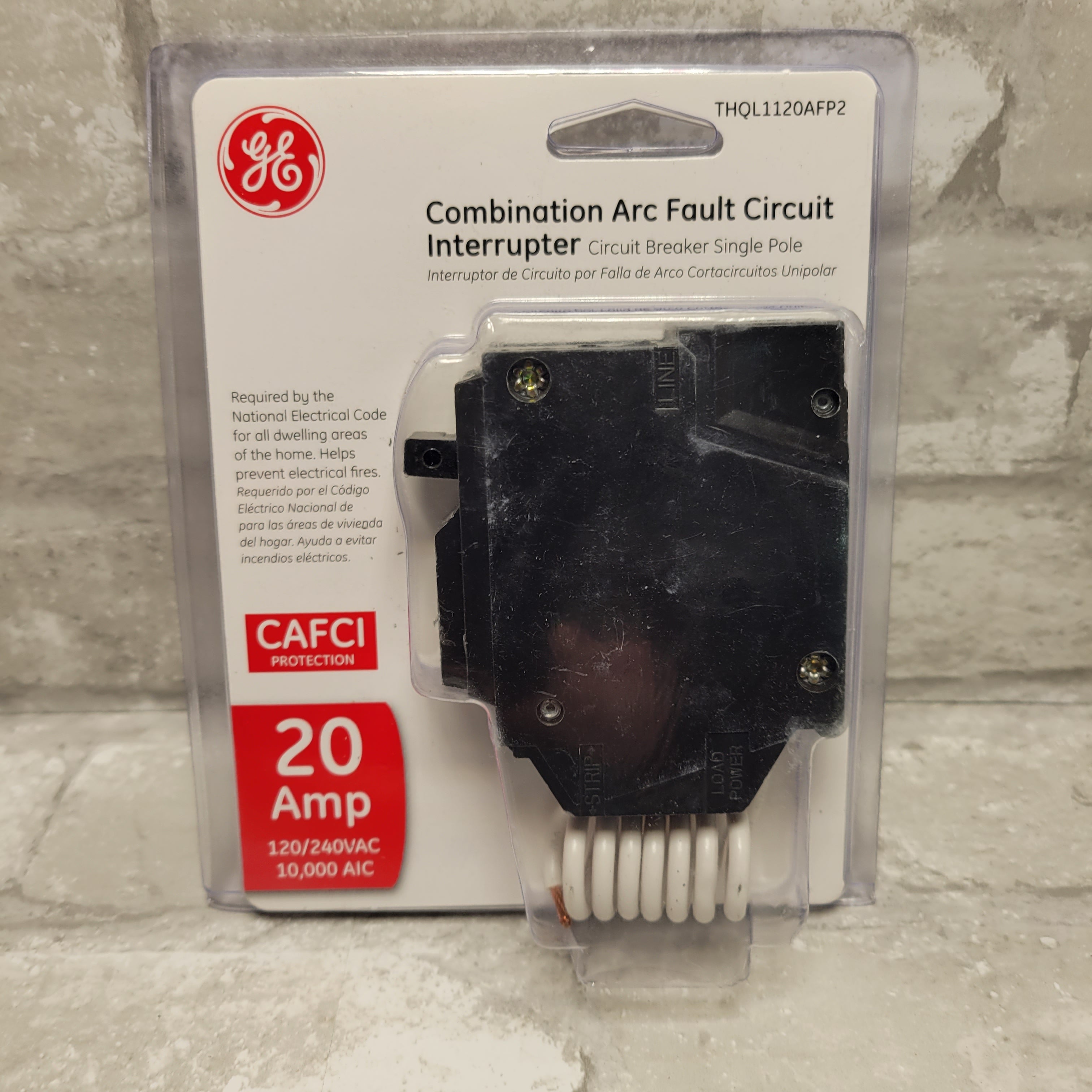 GE 20 Amp 1" Single Pole Arc Fault Combination Circuit Breaker THQL1120AFP2 (7932775923950)